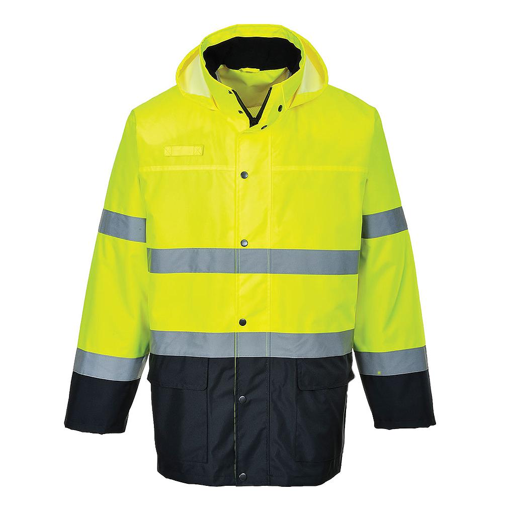 S166 - Leichte, zweifarbige Verkehrs-Jacke/Regenjacke Gelb/Marine