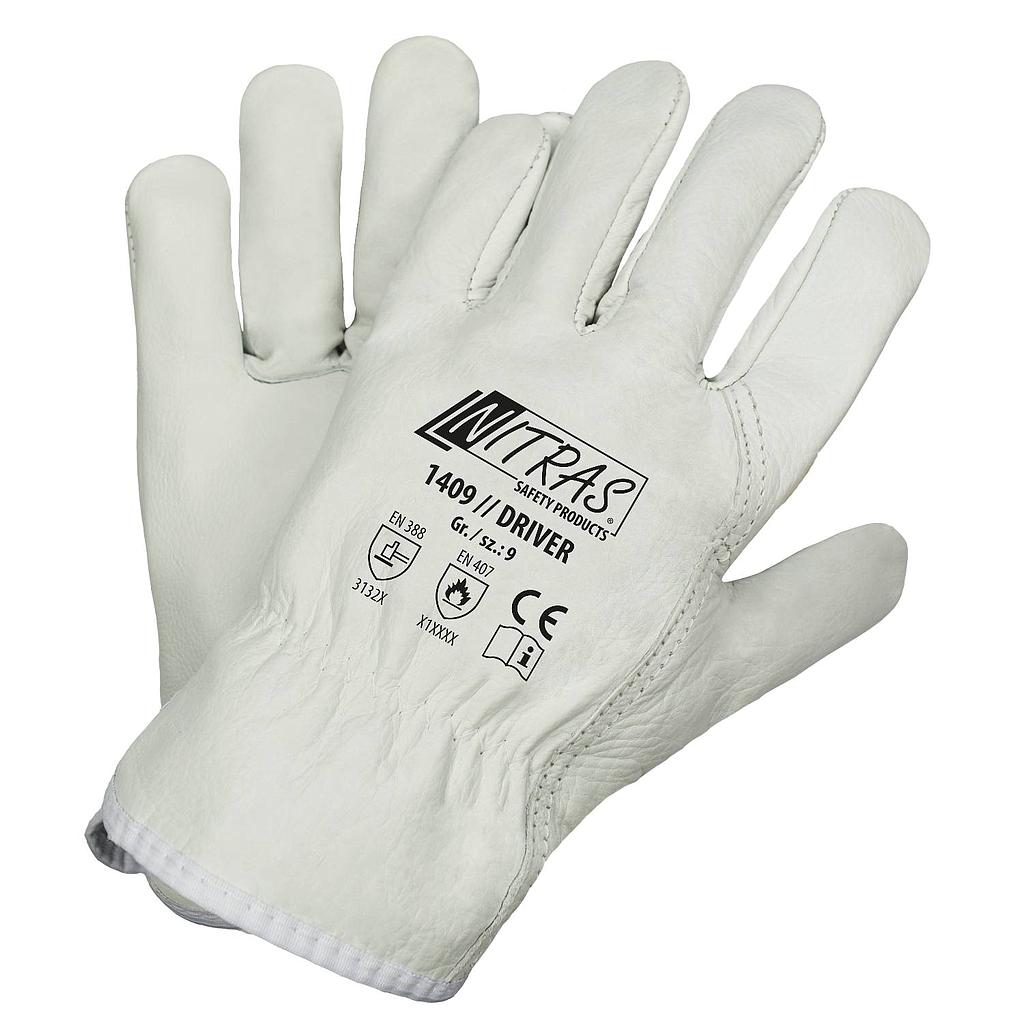 NITRAS® DRIVER, Rindvolllederhandschuhe, grau, EN 388, EN 407