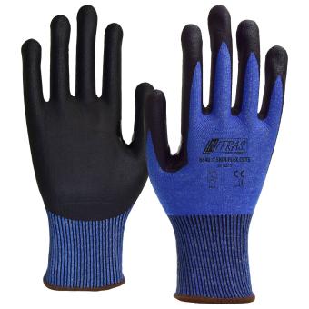 NITRAS® SKIN FLEX CUT5, Schnittschutzhandschuhe, blau, Spezialbeschichtung, teilbeschichtet auf Innenhand und Fingerkuppen, schwarz