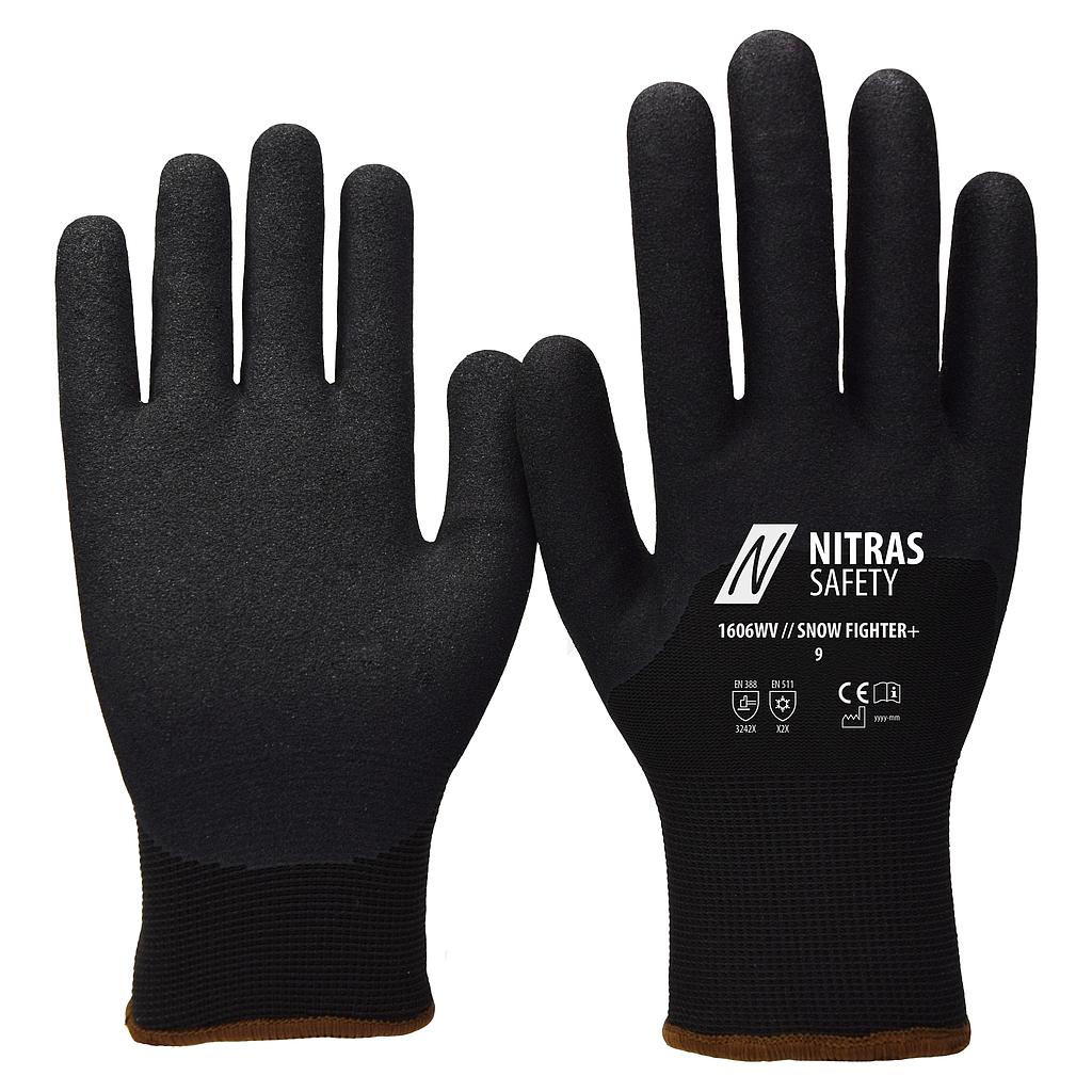 NITRAS® SNOW FIGHTER+, Winterhandschuhe, gesandete Nitril-Beschichtung, 3/4-beschichtet, schwarz, EN 388, EN 511