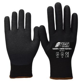 NITRAS® SNOW FIGHTER, Winterhandschuhe, nahtloses Terry-Schlingengewebe innen, Nitril-Beschichtung, gesandet, teilbeschichtet auf Innenhand und Fingerkuppen, schwarz, EN 388, EN 511