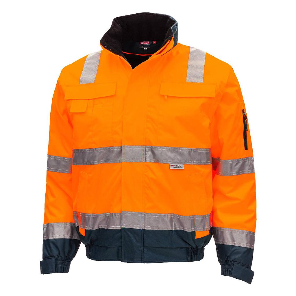 NITRAS® MOTION TEX VIZ PLUS, Warnschutz-Pilotenjacke, neonorange / blau, EN ISO 20471, EN 343