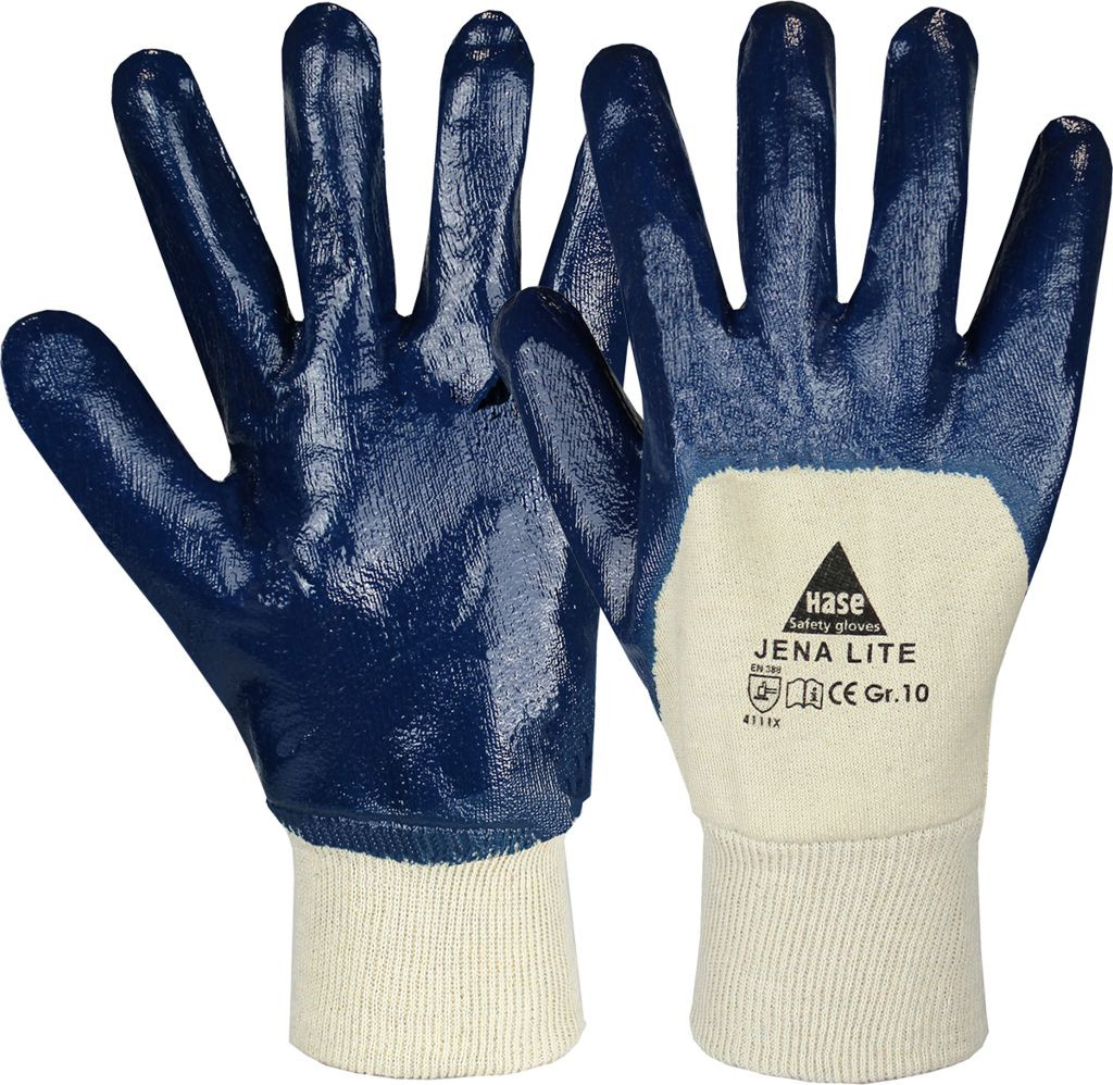 Jena Lite Nitril-Arbeitshandschuh aus Baumwolle mit 3/4 Nitril Beschichtung und Strickbund