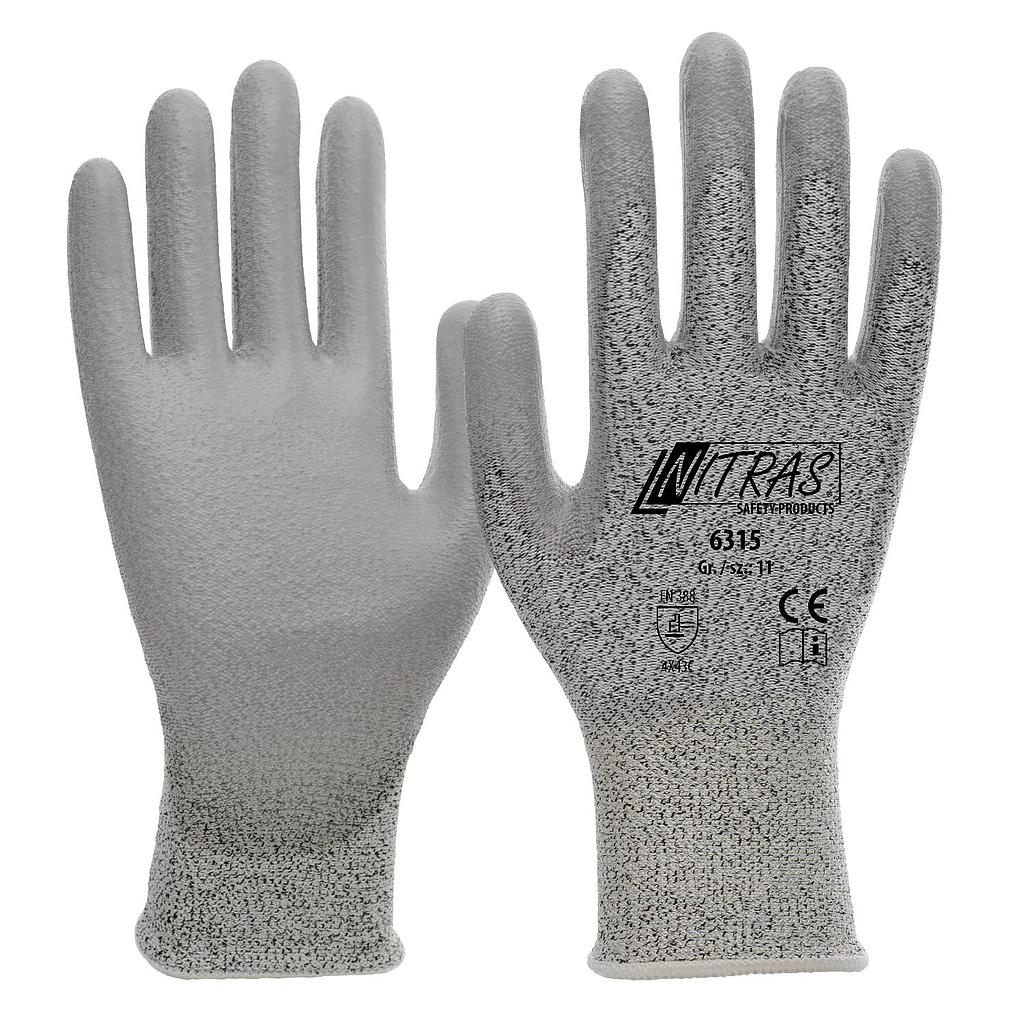 NITRAS Schnittschutzhandschuhe Spezialgarn grau PU-Beschichtung
