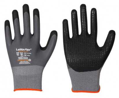 LeiKaFlex® Feinstrick-Handschuh mit Nitril - Foam-Beschichtung + Noppen