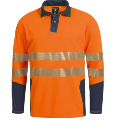 POLO-SHIRT 4KA LANGARM Störlichtbogen Kl. 1 fluoreszierendorange/navy 