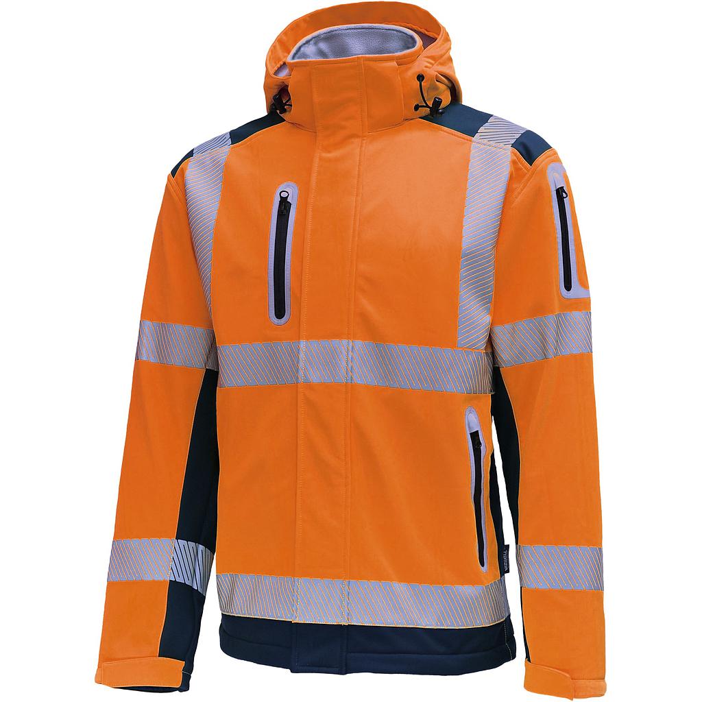(neu) Warnschutz Kontrast Softshelljacke leuchtorange/marine