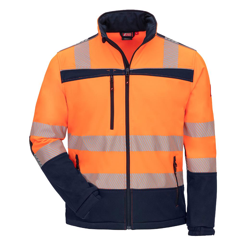 NITRAS® MOTION TEX VIZ, Warnschutz-Softshelljacke, neonorange / marineblau 