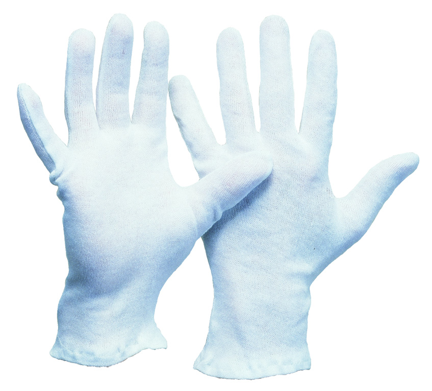 Baumwoll-Trikot-Handschuh • schwere Ausführung • weiß gebleicht