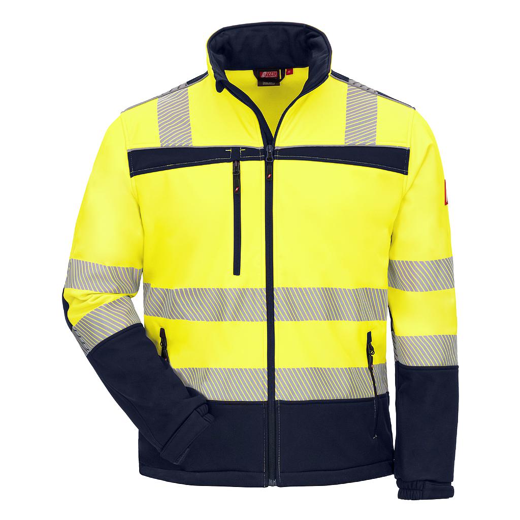 NITRAS® MOTION TEX VIZ, Warnschutz-Softshelljacke, neongelb / marineblau