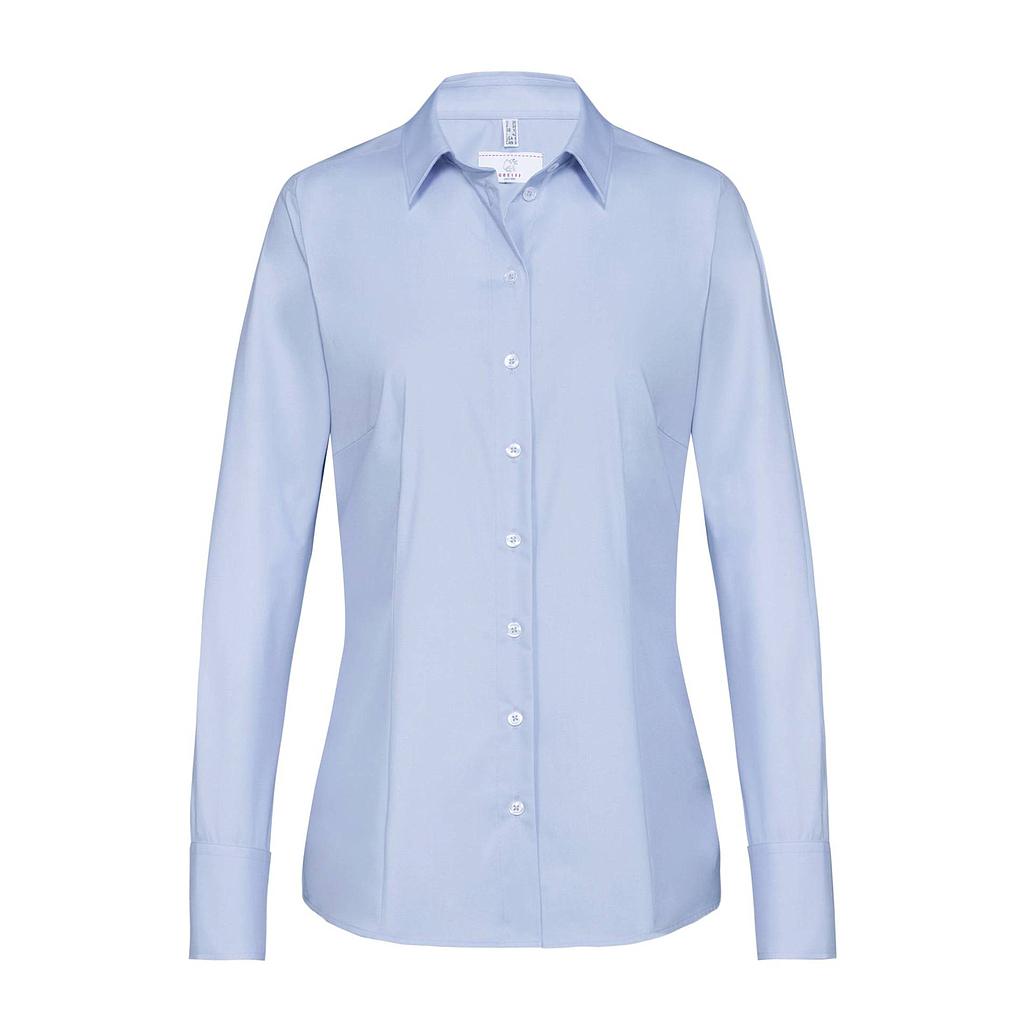 BASIC Damen Bluse Regular Fit bleu langarm