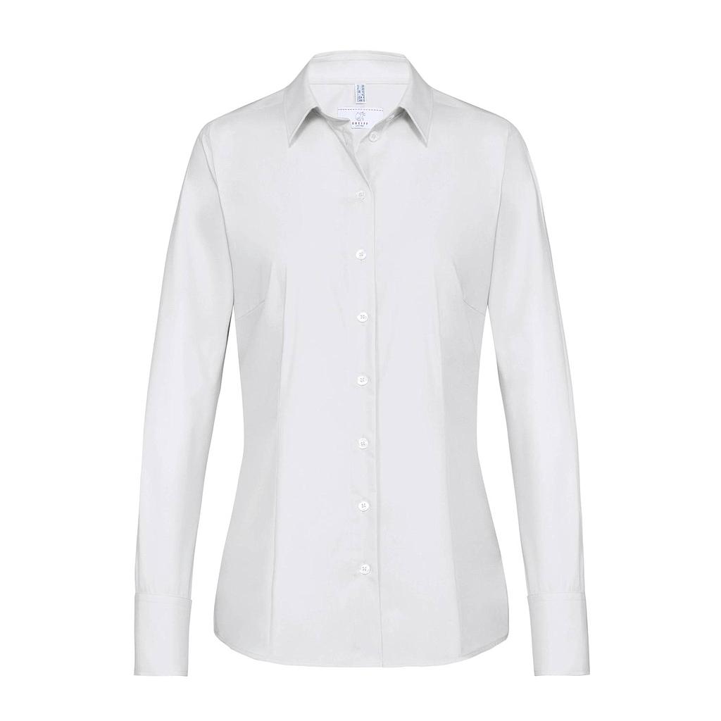 BASIC Damen Bluse Regular Fit weiß langarm