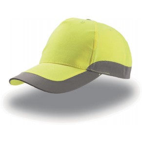 Atlantis Headwear Helpy Sicherheits 5 Panel Kappe leuchtgelb/grau