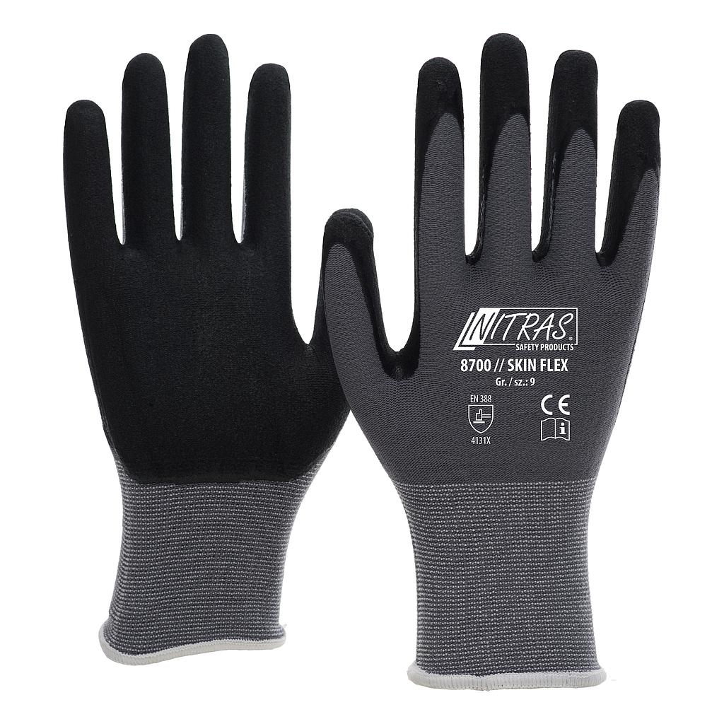 NITRAS SKIN FLEX, Strickhandschuhe, Spezial-Stretch-Strick, grau