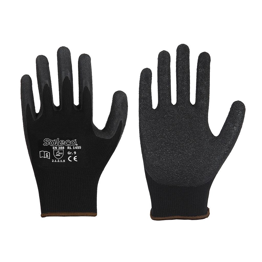 Soleco®  Polyester-Feinstrickhandschuh  mit schwarzer Latex-Beschichtung