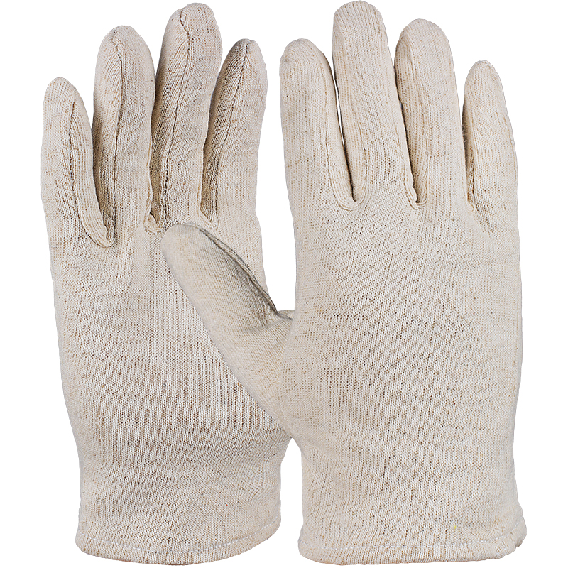 Baumwoll-Jersey-Handschuh, natur, gesäumt, schwere Qualität