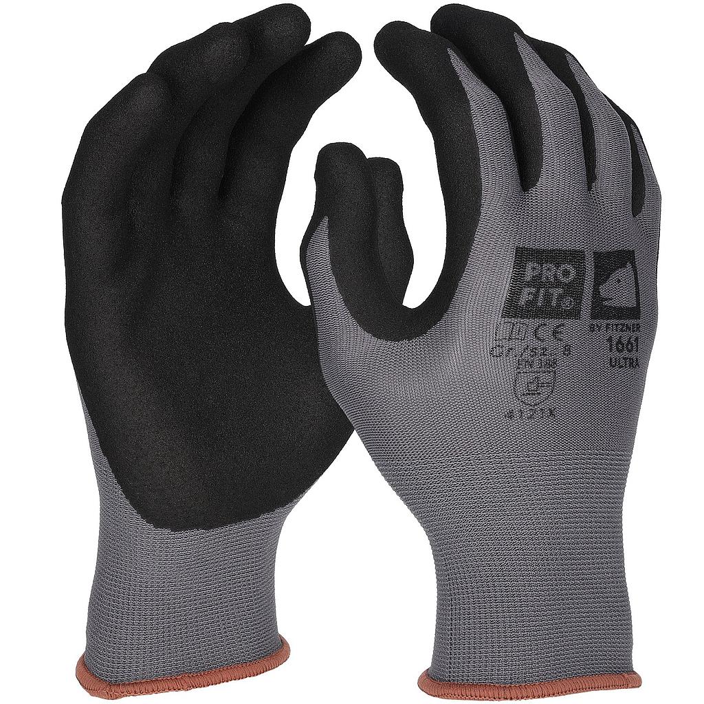PROFIT Nitril Handschuhe, "Ultra", gesandet, grau/schwarz