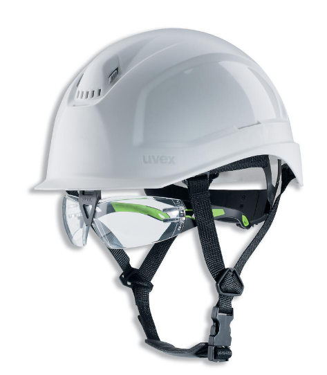 uvex pheos S-KR-IES Schutzhelm weiß mit Kinnriemen (ohne Bügelbrille)