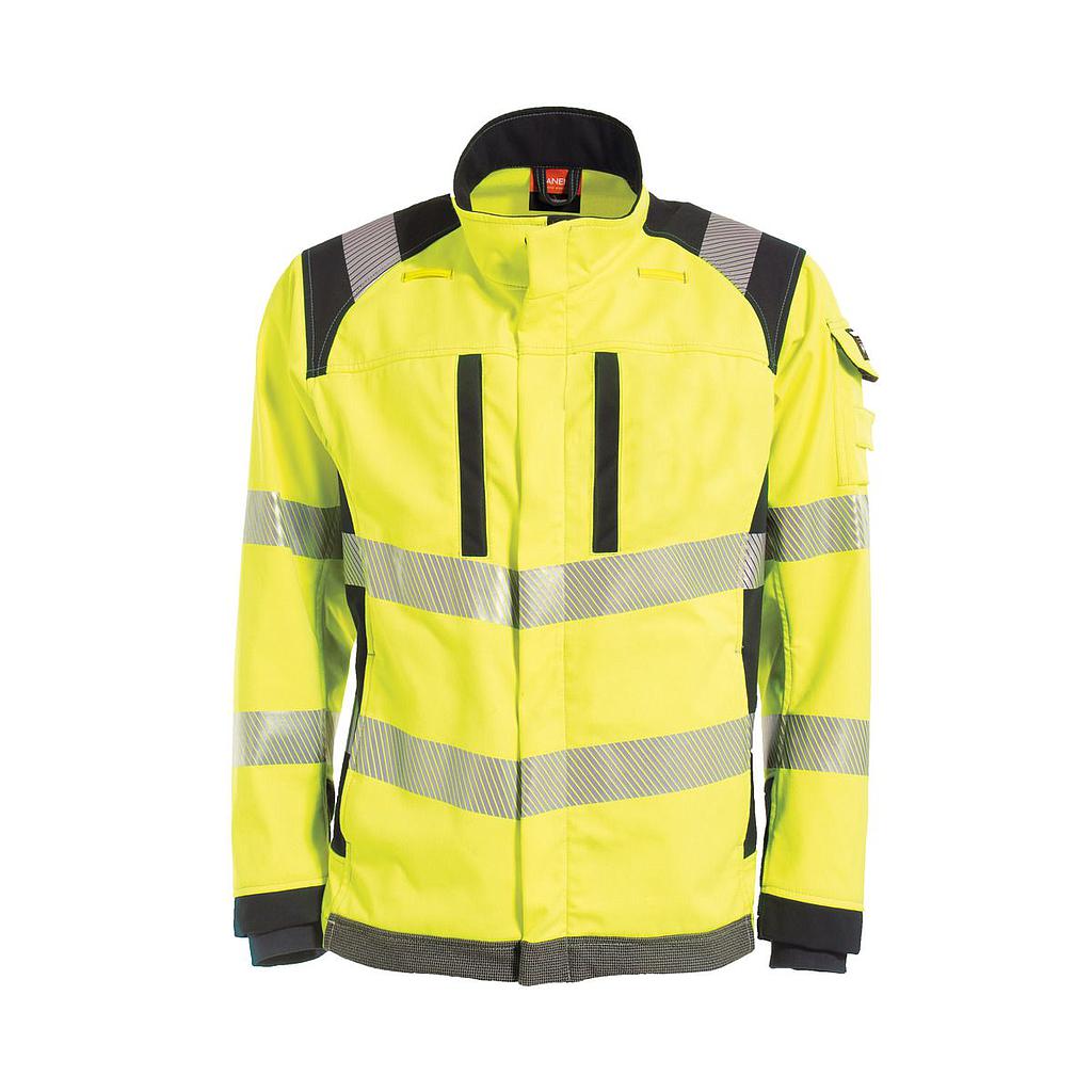 FR HI-VIS Softshell-Jacke, metallfrei, gelb/marine