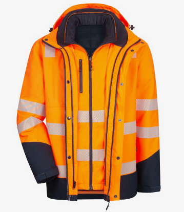 NITRAS® MOTION TEX VIZ Plus, Multifunktions-Warnschutzjacke, neonorange / marineblau, EN ISO 20471 