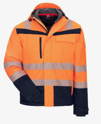 NITRAS® MOTION TEX VIZ Plus, Winter-Warnschutz-Softshelljacke, neonorange / marineblau, EN ISO 20471