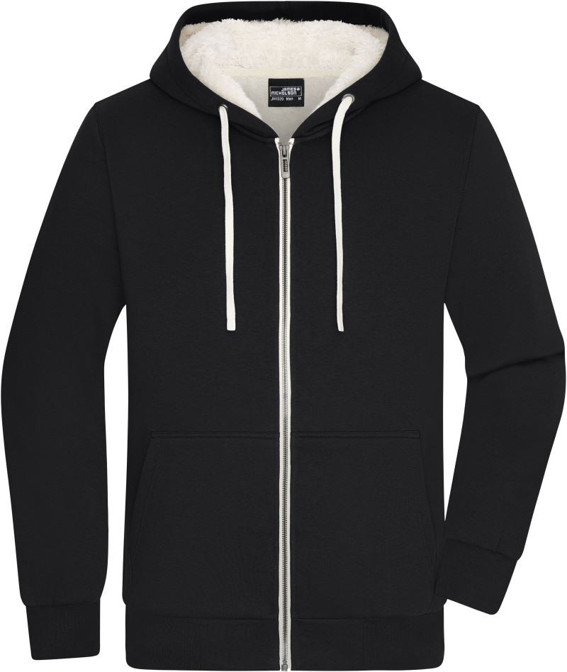 James & Nicholson Herren Kapuzen Sweatjacke "Sherpa" black/nature