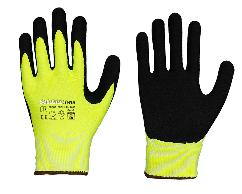 Solidstar® • Thermo Winterhandschuh "TWIN" • gesandete schwarze Nitrilbeschichtung • mit TOUCH-Funktion
