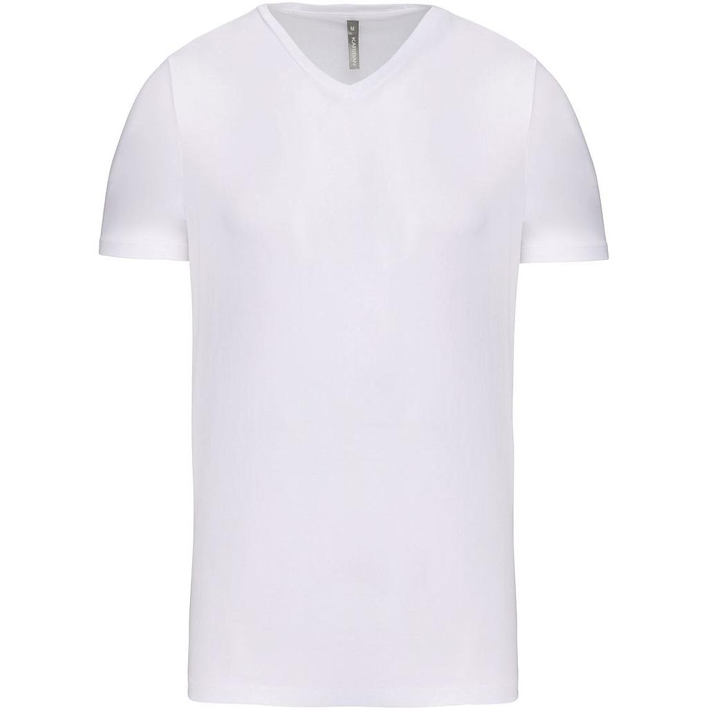 Kariban Herren V-Ausschnitt Stretch T-Shirt weiß