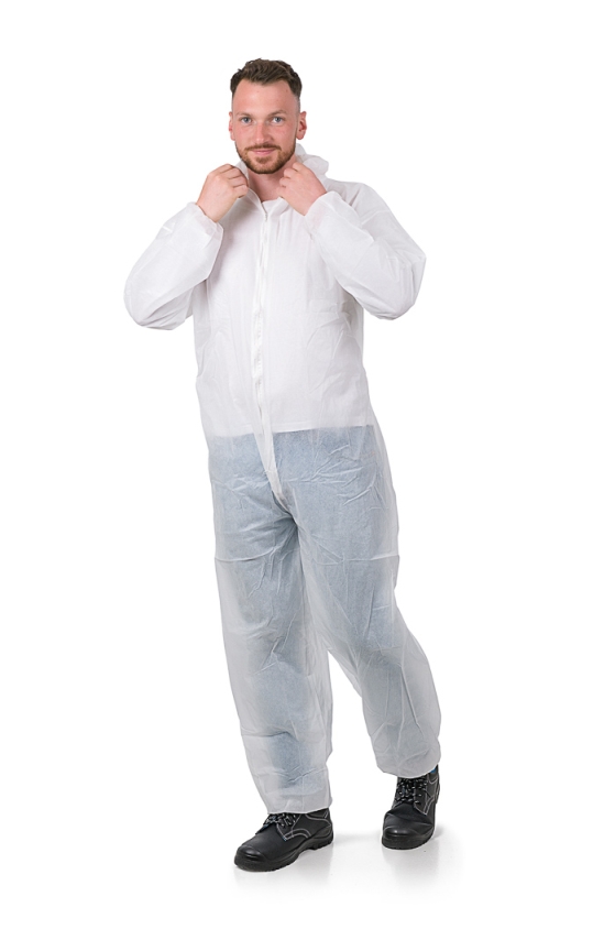 LeiKaTex® • Einweg-Schutzanzug • PP-Overall • weiß • Polypropylen-Spinnvlies 40 g/m² • PSA Kategorie I 50 Stück/Karton