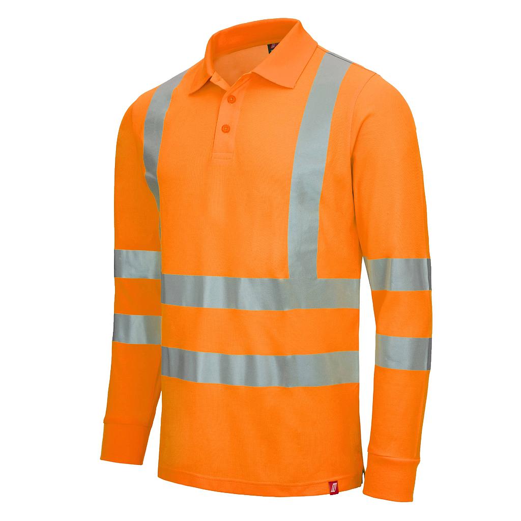 NITRAS® MOTION TEX VIZ, Warnschutz-Langarm-Poloshirt, EN ISO 20471 neonorange