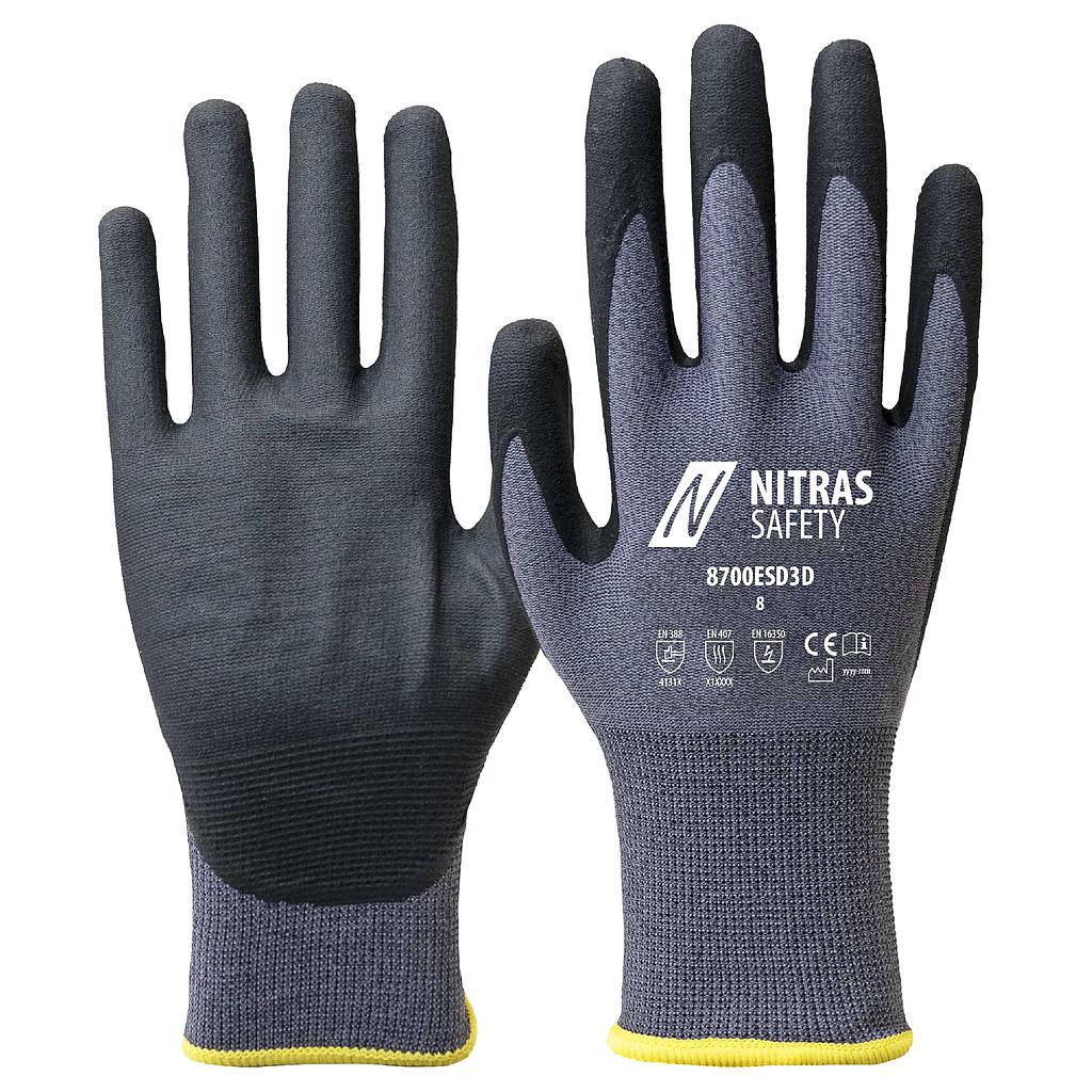 NITRAS Antistatikhandschuhe, Spezial-Stretch-Strick, grau, EN 388, EN 407
