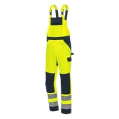 NITRAS MOTION TEX VIZ, Warnschutz-Latzhose neongelb / marineblau