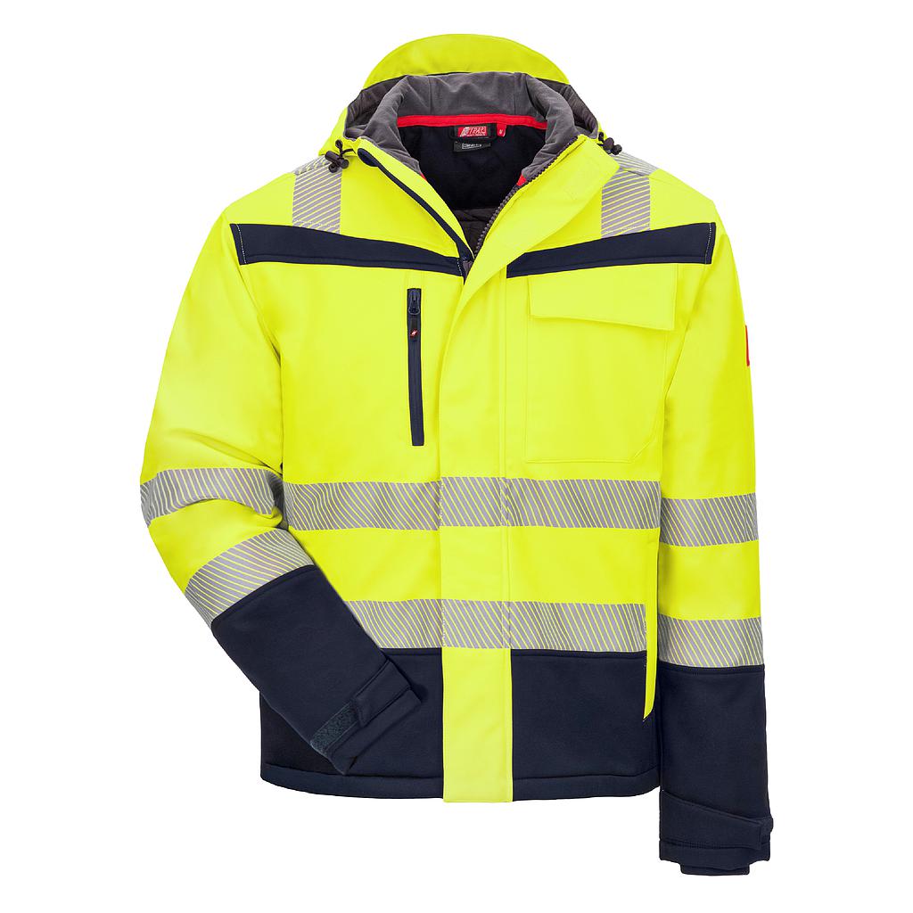 NITRAS® MOTION TEX VIZ Plus, Winter-Warnschutz-Softshelljacke, neongelb / marineblau, EN ISO 20471