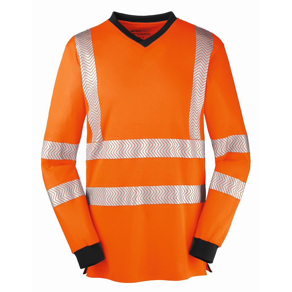 4PROTECT® Warnschutz-Langarm-Shirt JACKSONVILLE leuchtorange/grau