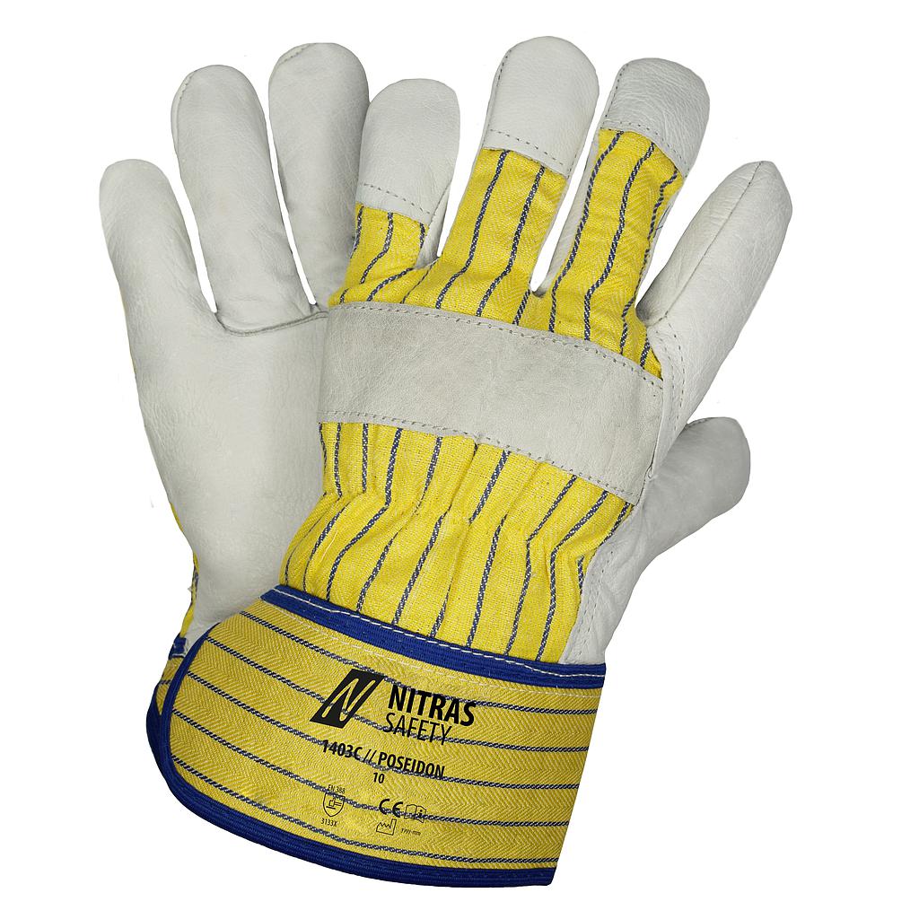 NITRAS® POSEIDON, Rindvolllederhandschuhe, grau, EN 388