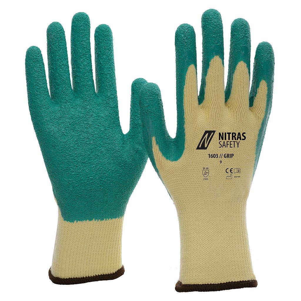 NITRAS® GRIP, Latexhandschuhe, gelb/grün, EN 388