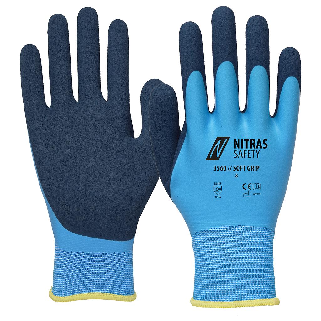 NITRAS® SOFT GRIP, Montagehandschuhe, hellblau, mit zweifacher Beschichtung, EN 388