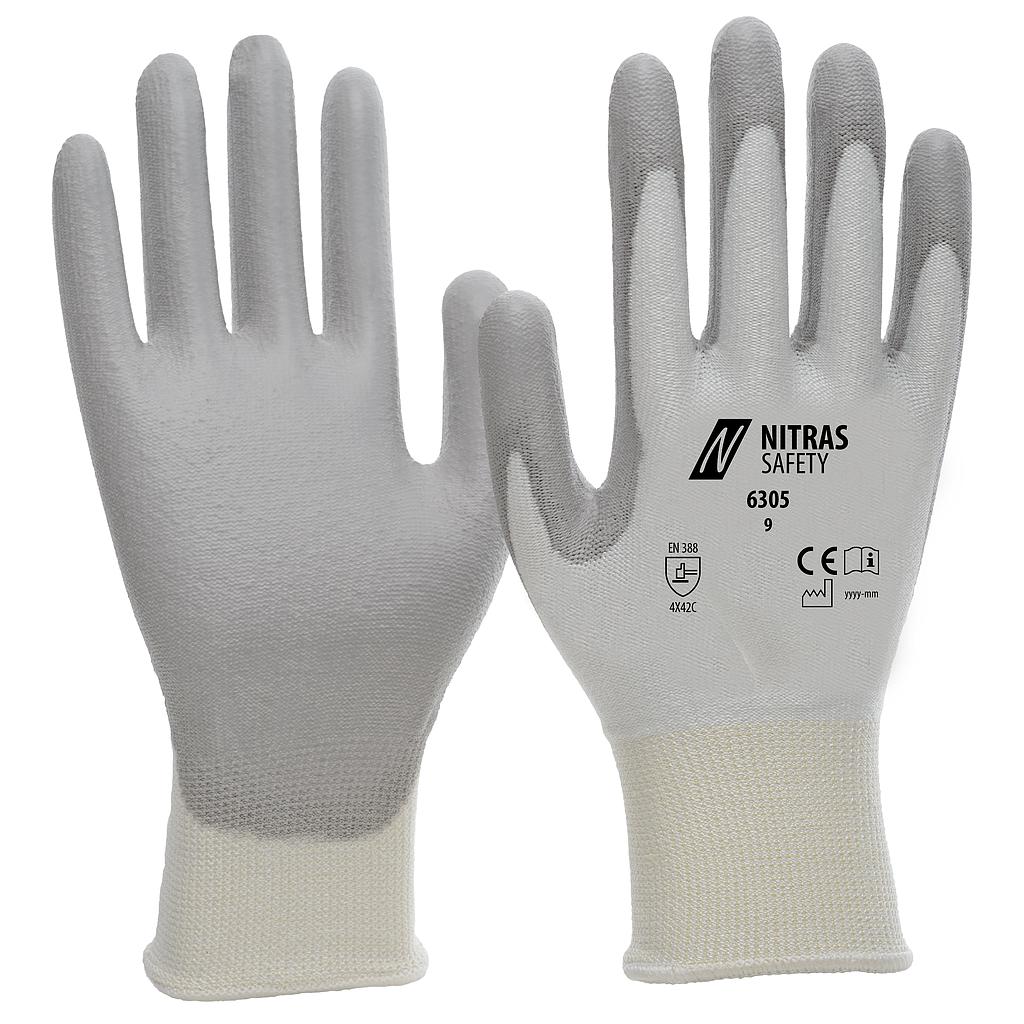 NITRAS® Schnittschutzhandschuhe, Spezialgarn, weiß, PU-Beschichtung, weiß