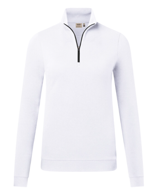 Hakro® Damen Zip-Longsleeve Piqué MIKRALINAR® ECO weiß