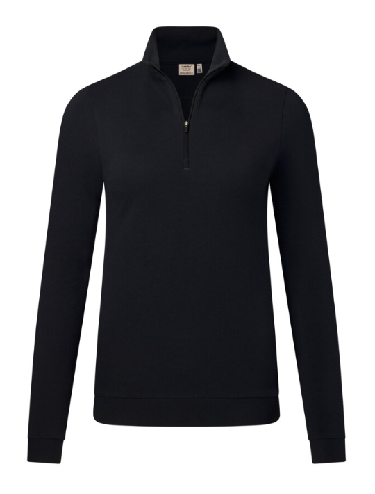 Hakro® Damen Zip-Longsleeve Piqué MIKRALINAR® ECO schwarz