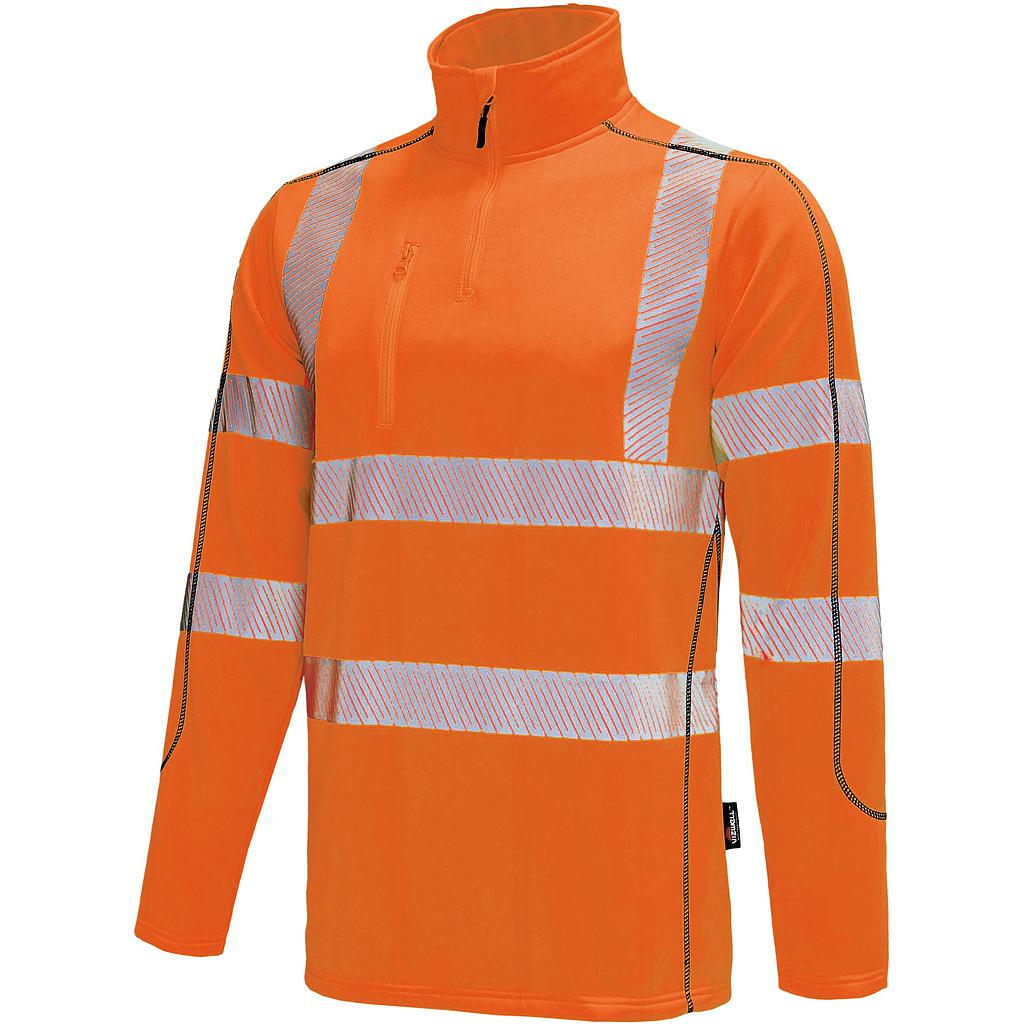 Vizwell Coolpass-Fleece Funktionsshirt leuchtorange-marine