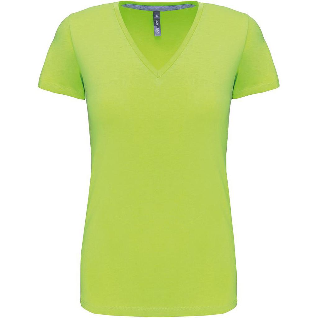 Kariban Damen V-Ausschnitt T-Shirt K 381 lime