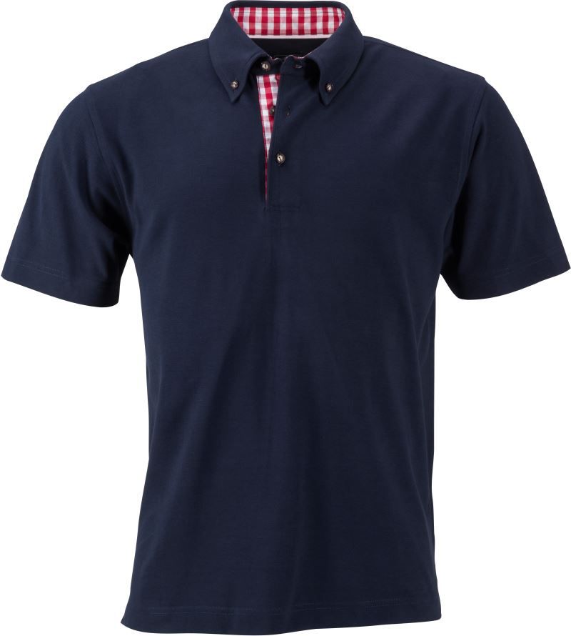 Herren Trachten Piqué Polo navy/red white