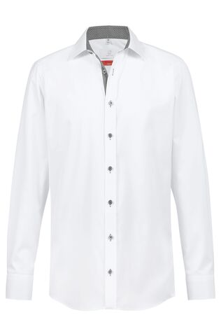 Greiff Herren-Hemd, 1/1-Arm, Regular Fit, Modern 37.5, weiß/kontrast grau