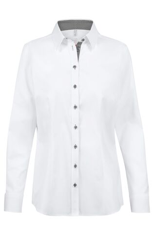 Greiff Damen-Bluse, 1/1-Arm, Regular Fit, Modern 37.5, weiß/kontrast grau