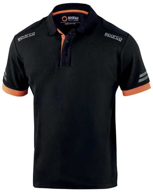 Sparco Polo TECH TOLEDO Schwarz/Orange fluoreszierend