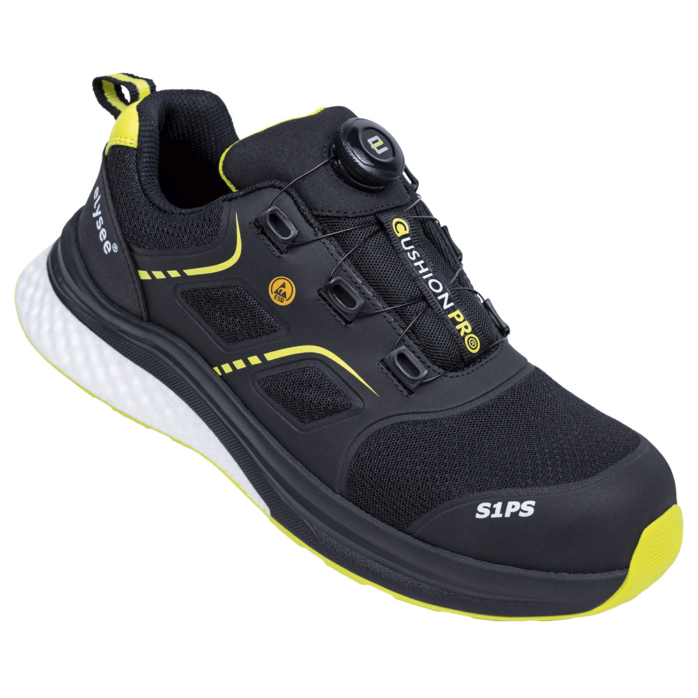 elysee® HALBSCHUHE S1PS *CUSHIONPRO® FLEX I* schwarz/gelb, mit Schnelldrehverschluss