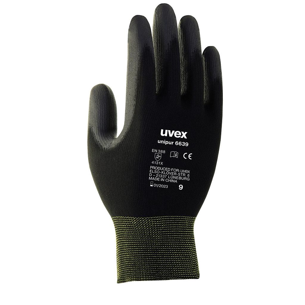 Nylon/PU-Strickbund Handschuh, Unipur 6639 schwarz