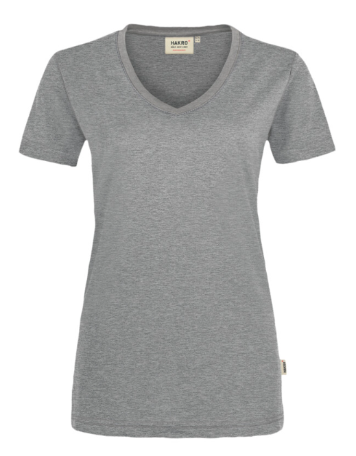 Hakro® Damen-V-Shirt MIKRALINAR grau meliert