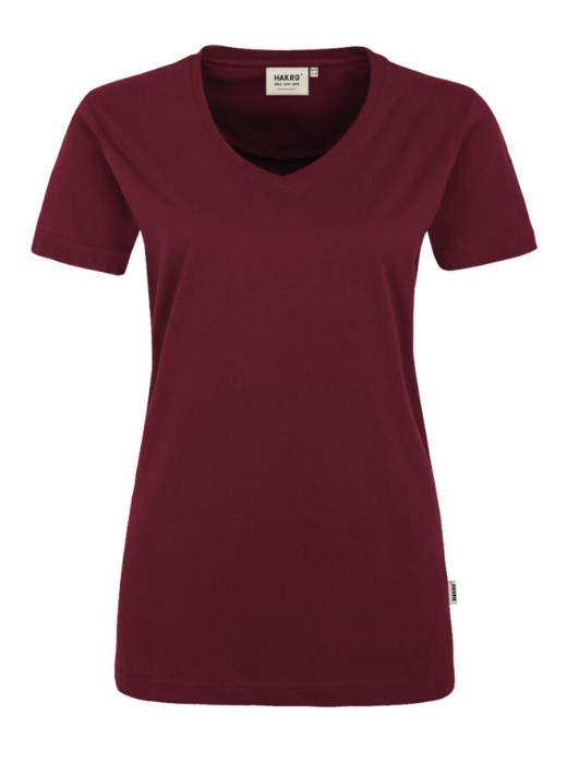 Hakro® Damen-V-Shirt MIKRALINAR weinrot